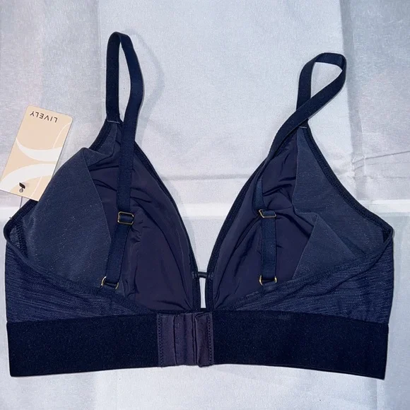 Lively The Busty Stripe Mesh Bralette,Elastic Stretch Band, Plunge Front Size 2 - Picture 2 of 7